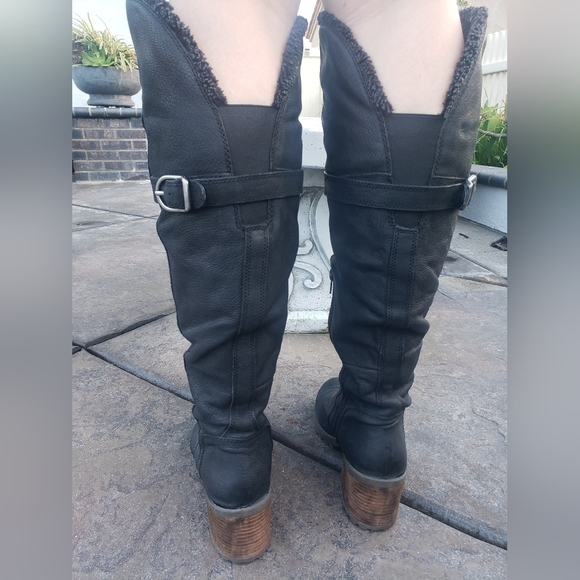 Lucky Brand Narlee Black Moto Lug Boots, Over-knee - Picture 3 of 7